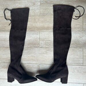 $950 STUART WEITZMAN Thighland OTK Brown Suede Pointed Boots. Nwot. 9
